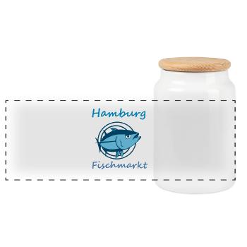 Fischmarkt Hamburg - Panorama Keksdose mit Holzdeckel - Weiß - Vorne