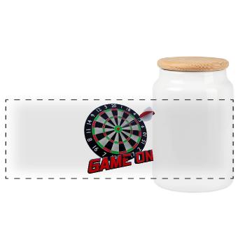 Dartscheibe - Bullseye - Game on - Panorama Keksdose mit Holzdeckel - Weiß - Vorne