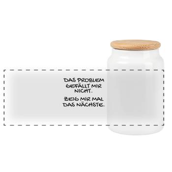 Witziger Spruch Das Problem Geschenk - Panorama Keksdose mit Holzdeckel - Weiß - Vorne