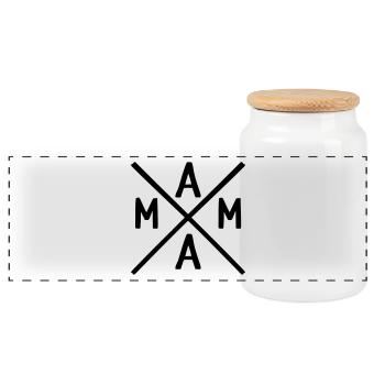 Mama - Panorama Keksdose mit Holzdeckel - Weiß - Vorne