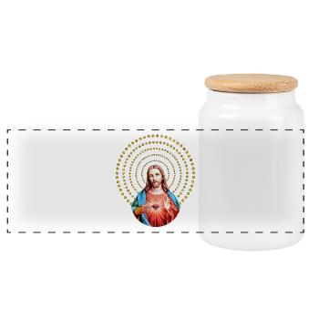 Jesus Christ Messiah gift idea Christmas - Panoramic Cookie Jar with Wooden Lid - white - Front