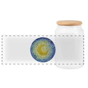 Mond Vincent van Gogh Starry Night Sternennacht - Panorama Keksdose mit Holzdeckel - Weiß - Vorne