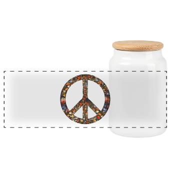Icône du mouvement Amour Paix Signe Paix - Boîte à biscuits avec couvercle en bois - blanc - Devant