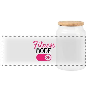 Fitness mode on - Panoramic Cookie Jar with Wooden Lid - white - Front