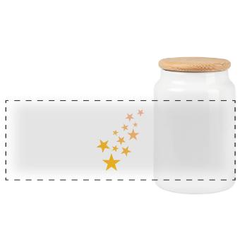 Star asterisk pattern starry sky - Panoramic Cookie Jar with Wooden Lid - white - Front