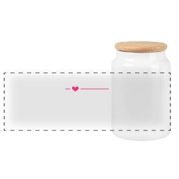 Line heart pink stroke ornament decoration - Panoramic Cookie Jar with Wooden Lid - white - Front