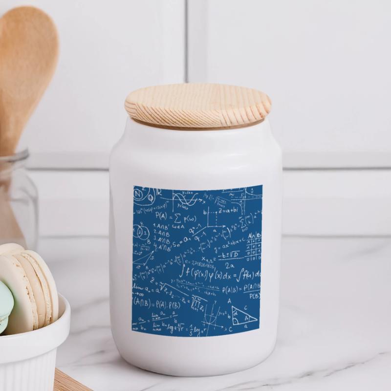 Math Equation Pattern, Quadratic Formula Math Gift Panoramic Cookie Jar with Wooden Lid