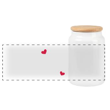Cadre coeur ligne ornement - Boîte à biscuits avec couvercle en bois - blanc - Devant