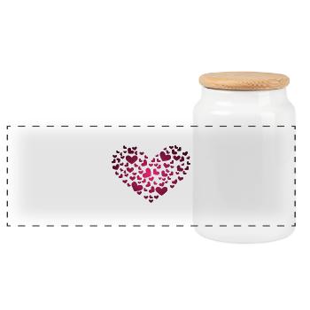 Heart of Hearts - Panoramic Cookie Jar with Wooden Lid - white - Front