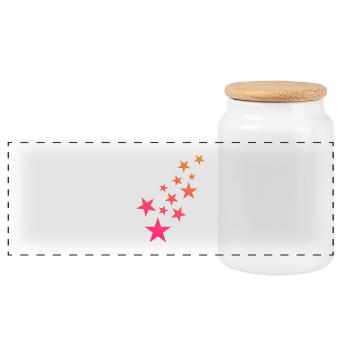 Astérisque motif décoration - Boîte à biscuits avec couvercle en bois - blanc - Devant