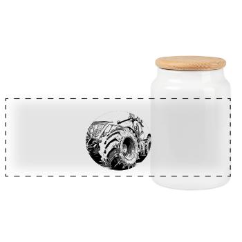 Tracteur - Boîte à biscuits avec couvercle en bois - blanc - Devant