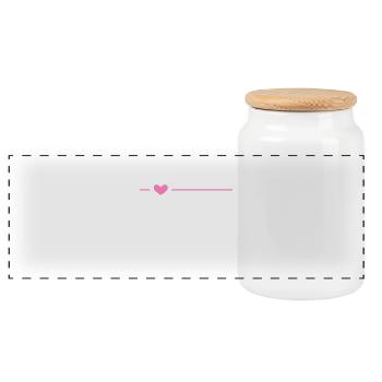 Line Heart Stroke Ornament Pink - Panoramic Cookie Jar with Wooden Lid - white - Front