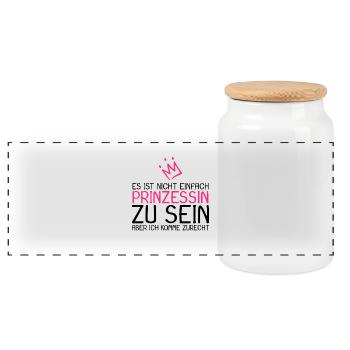 Prinzessin Spruch - Panorama Keksdose mit Holzdeckel - Weiß - Vorne