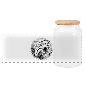 Tractor - Panoramic Cookie Jar with Wooden Lid - white - Front
