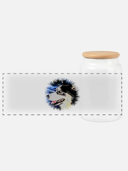 Husky - Panorama Keksdose mit Holzdeckel - Weiß