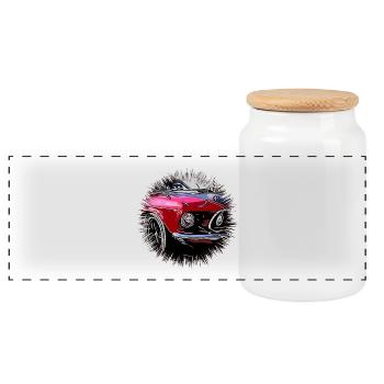 Voiture - Boîte à biscuits avec couvercle en bois - blanc - Devant