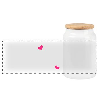 Cadre coeur ligne ornement - Boîte à biscuits avec couvercle en bois - blanc - Devant