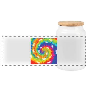 Tie Dye Pattern - Rainbow Colorful Art Lover Gift - Panoramic Cookie Jar with Wooden Lid - white - Front