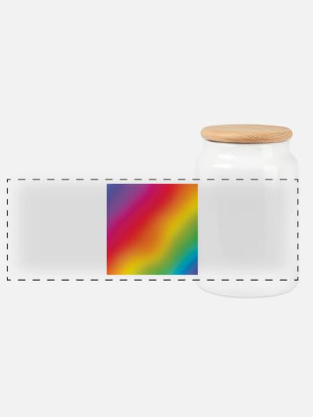 Süße Regenbogen-Druck - Regenbogen-Liebhaber-Geschenk - Panorama Keksdose mit Holzdeckel - Weiß
