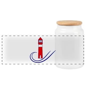 PHARE. MER. OCEAN. NATURE. VACANCES.VOYAGE - Boîte à biscuits avec couvercle en bois - blanc - Devant