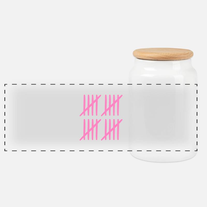 20th birthday tally sheet 20 years old - Panoramic Cookie Jar with Wooden Lid - white