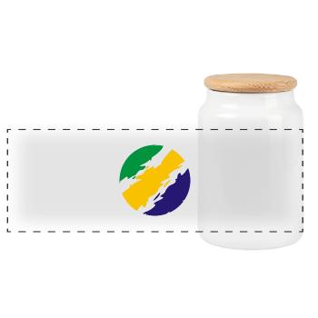 Brazil Colors Flag Flag - Panoramic Cookie Jar with Wooden Lid - white - Front