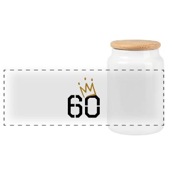 60th birthday - Panoramic Cookie Jar with Wooden Lid - white - Front