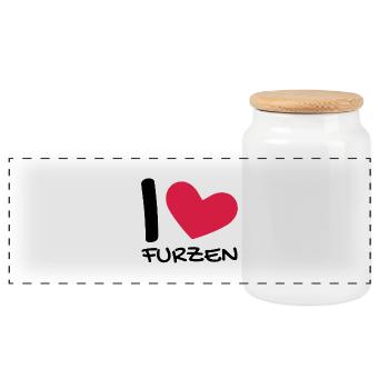 Ich liebe Furzen - Panorama Keksdose mit Holzdeckel - Weiß - Vorne