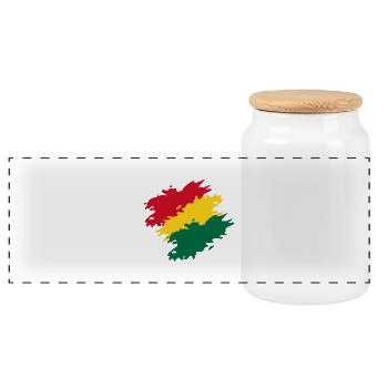 Ghana - Panoramic Cookie Jar with Wooden Lid - white - Front