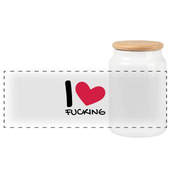 I love - Panorama Keksdose mit Holzdeckel - Weiß - Vorne