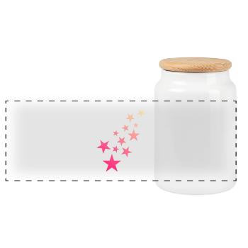 Star Star Pattern Starry Sky - Panoramic Cookie Jar with Wooden Lid - white - Front