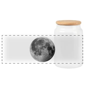Mond - Panorama Keksdose mit Holzdeckel - Weiß - Vorne