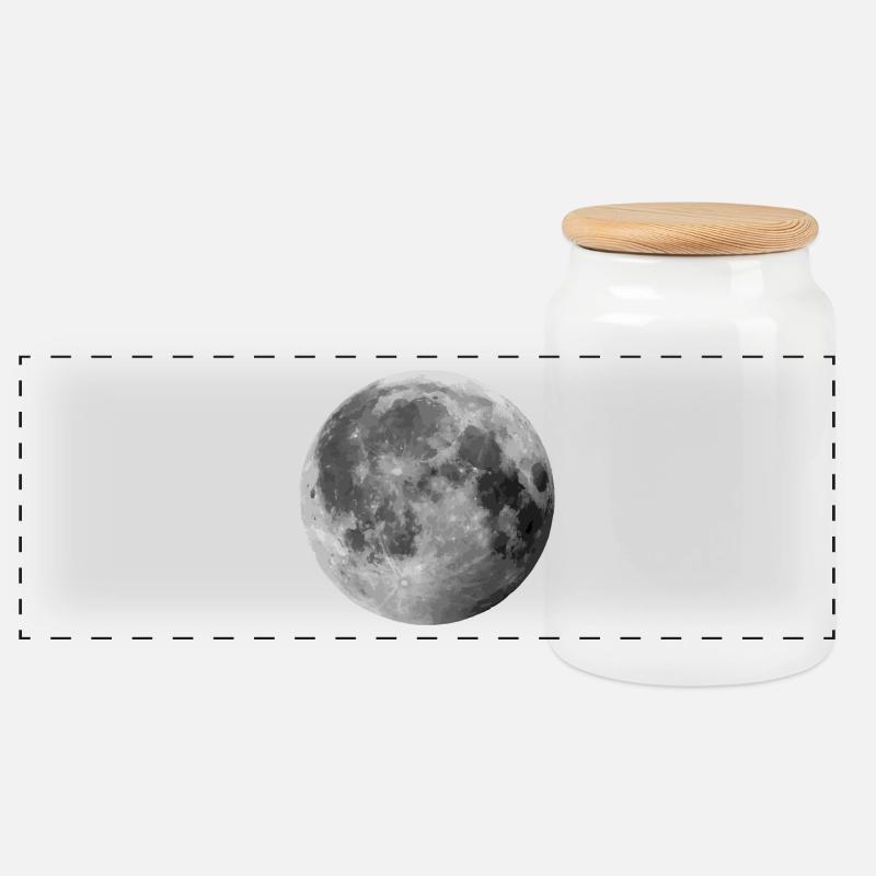 Mond - Panorama Keksdose mit Holzdeckel - Weiß