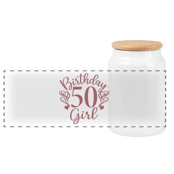 Mignon anniversaire 50 fille - Fabuleux à 50 ans - Femmes - Boîte à biscuits avec couvercle en bois - blanc - Devant