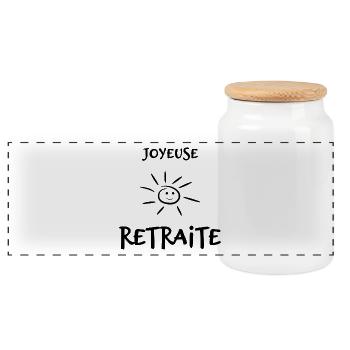 RETRAITE. BONNE RETRAITE. JOYEUSE RETRAITE - Boîte à biscuits avec couvercle en bois - blanc - Devant