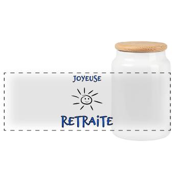 RETRAITE. BONNE RETRAITE. JOYEUSE RETRAITE. VIVE L - Boîte à biscuits avec couvercle en bois - blanc - Devant