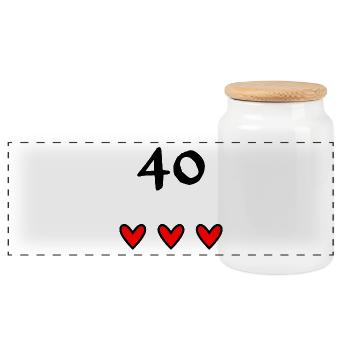 40 YEARS. 40th ANNIVERSARY. ANNIVERSARY 40 YEARS - Panoramic Cookie Jar with Wooden Lid - white - Front