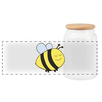 Dicke Hummel - Panorama Keksdose mit Holzdeckel - Weiß - Vorne