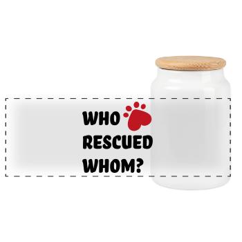 Animal Welfare Dog - Panoramic Cookie Jar with Wooden Lid - white - Front