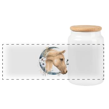 Motif équestre Équitation Chevaux Filles Idée cadeau - Boîte à biscuits avec couvercle en bois - blanc - Devant