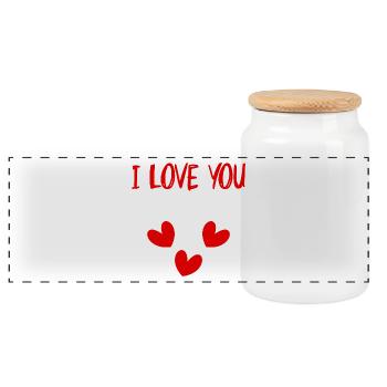 ICH LIEBE DICH. LIEBE. VALENTINSTAG. JUNGGESELLINNENABSCHIED. ICH LIEBE DICH. - Panorama Keksdose mit Holzdeckel - Weiß - Vorne