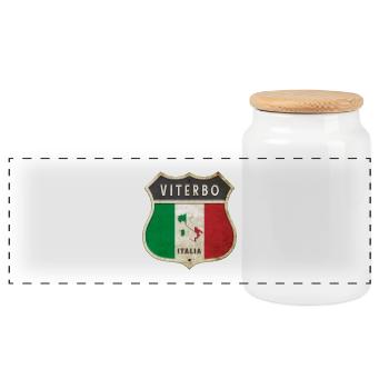 Viterbo Italy Coat of Arms Flags Design - Panoramic Cookie Jar with Wooden Lid - white - Front