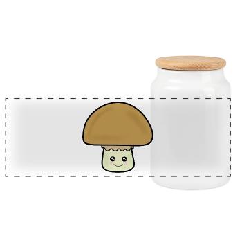 Kawaii Pilz Champignon Kawaii Gemüse Kawaii Obst - Panorama Keksdose mit Holzdeckel - Weiß - Vorne