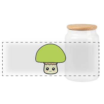 Kawaii Mushroom Kawaii Stickers Funny Gift Ideas - Panoramic Cookie Jar with Wooden Lid - white - Front