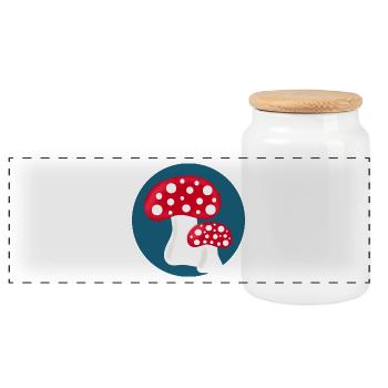 Champignon, champignon dans les bois cadeau - Boîte à biscuits avec couvercle en bois - blanc - Devant