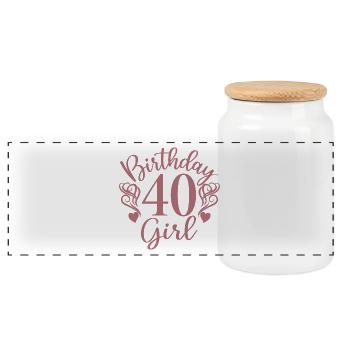 40th Birthday Women Her Birthday Girl 40 Years Old - Panoramic Cookie Jar with Wooden Lid - white - Front