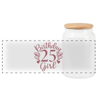 25th Birthday Women Her Birthday Girl 25 Years Old - Panoramic Cookie Jar with Wooden Lid - white - Front