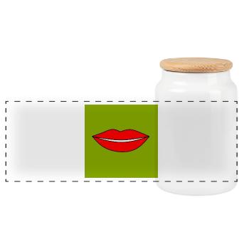 Pop Art lèvres rouge à lèvres affiche cadeau coloré - Boîte à biscuits avec couvercle en bois - blanc - Devant