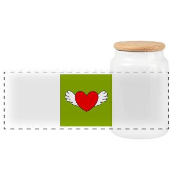 Cœur rouge rouge vert - Boîte à biscuits avec couvercle en bois - blanc - Devant