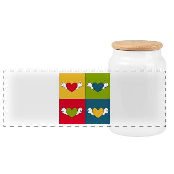 Valentine's Day Gift Valentine's Day - Panoramic Cookie Jar with Wooden Lid - white - Front